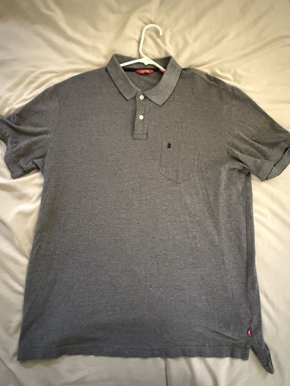 IZOD Men's Gray Solid Knit Style Cotton Polo Shirt XL Short Sleeve Collar logo